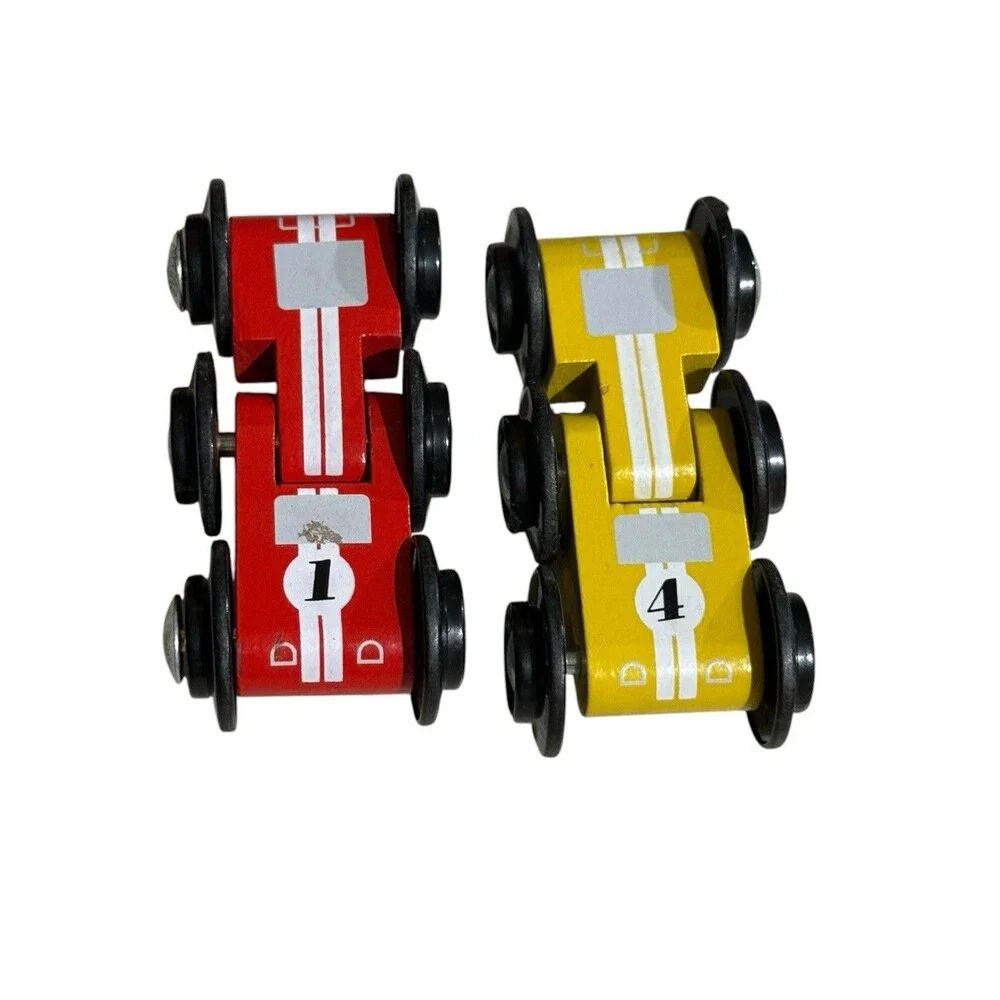 Land Of Nod Large Ramp Racer with 2 Wood Cars for Toddlers Kids Fast Track Rare
